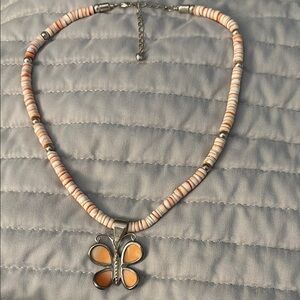 JAY KING Butterfly Pendant Necklace with Orange Beads